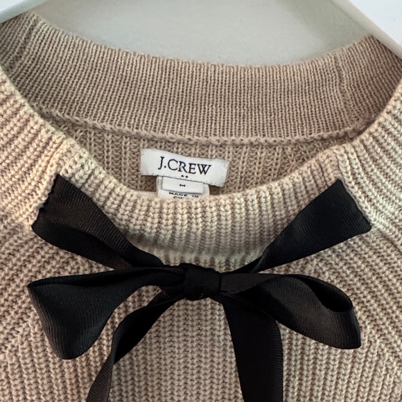 J. Crew Cream Sweater with Black Ribbon Accent - Picture 4 of 4